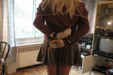 Female Masked College Gurl Then Bondage - Vanessa fetish is dollified in a college ****** gurl outfit, then has her knees and hands bound